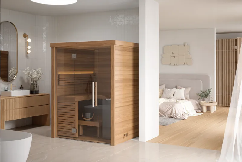 Manufacturer photo of the Auroom Baia Glass Indoor Sauna Kit