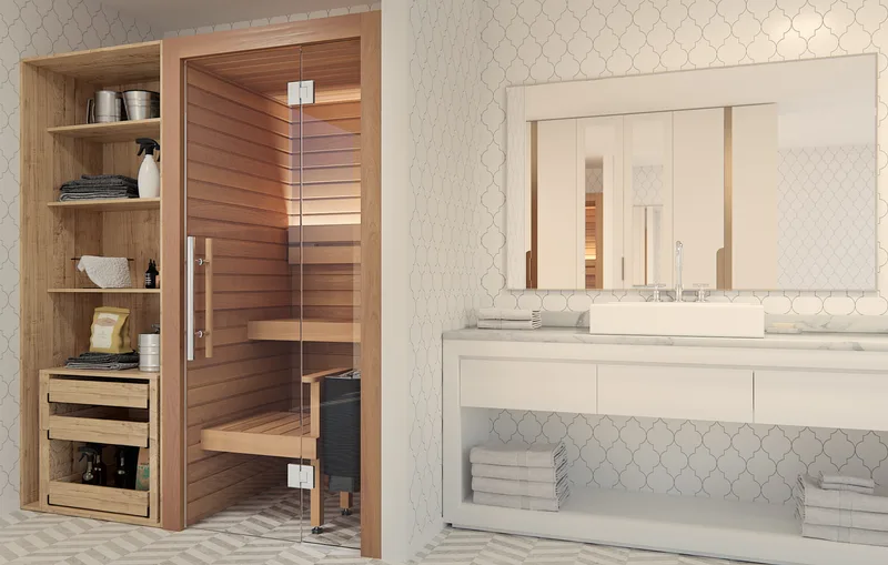 Manufacturer photo of the Auroom Cala Glass Mini Sauna Kit