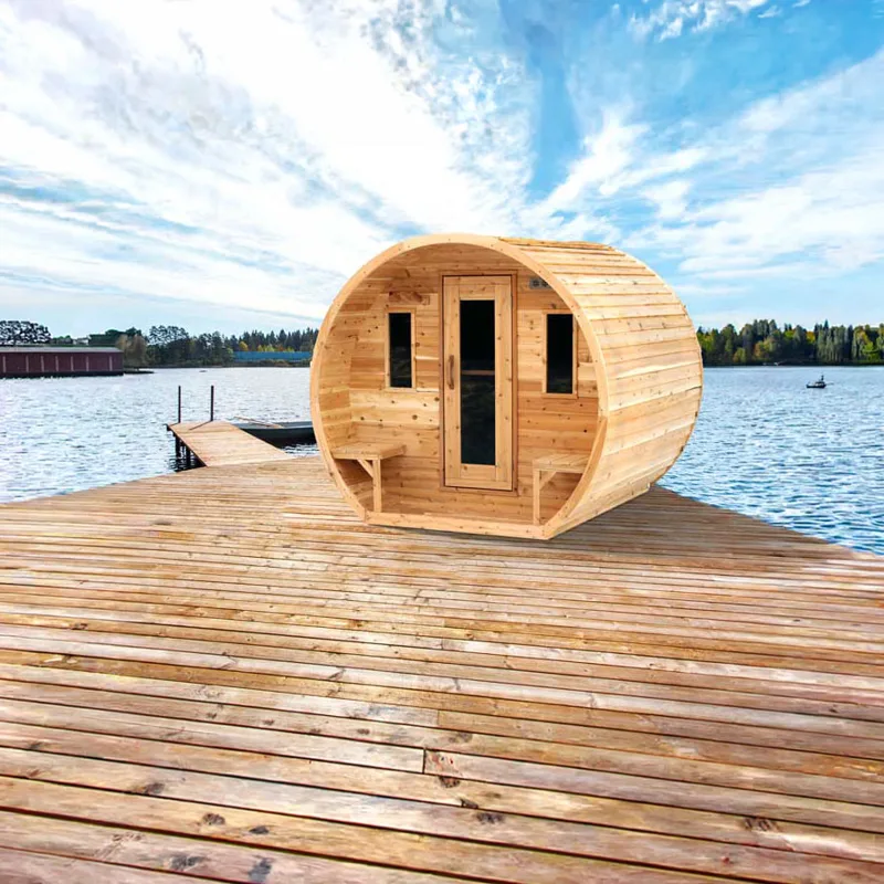 Manufacturer photo of the Dundalk LeisureCraft Canadian Timber Elation Barrel Sauna