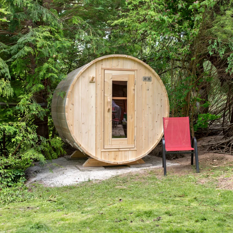Manufacturer photo of the Dundalk LeisureCraft Canadian Timber Tranquility Barrel Sauna