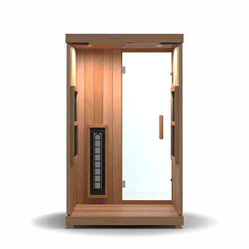 Manufacturer photo of the Finnmark Designs FD-2 (currently marketed on-site as "Hybrid 2.0 Full Spectrum Infrared Sauna")