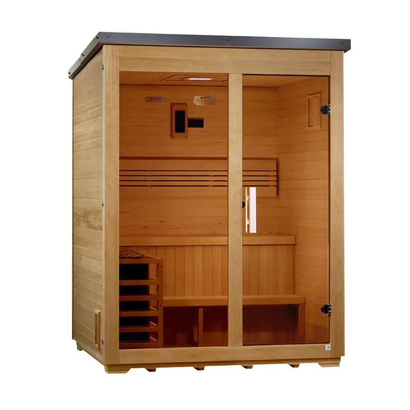 Manufacturer photo of the Golden Designs Arlberg 3-Person Traditional Flat Roof Sauna (GDI-8003-01)