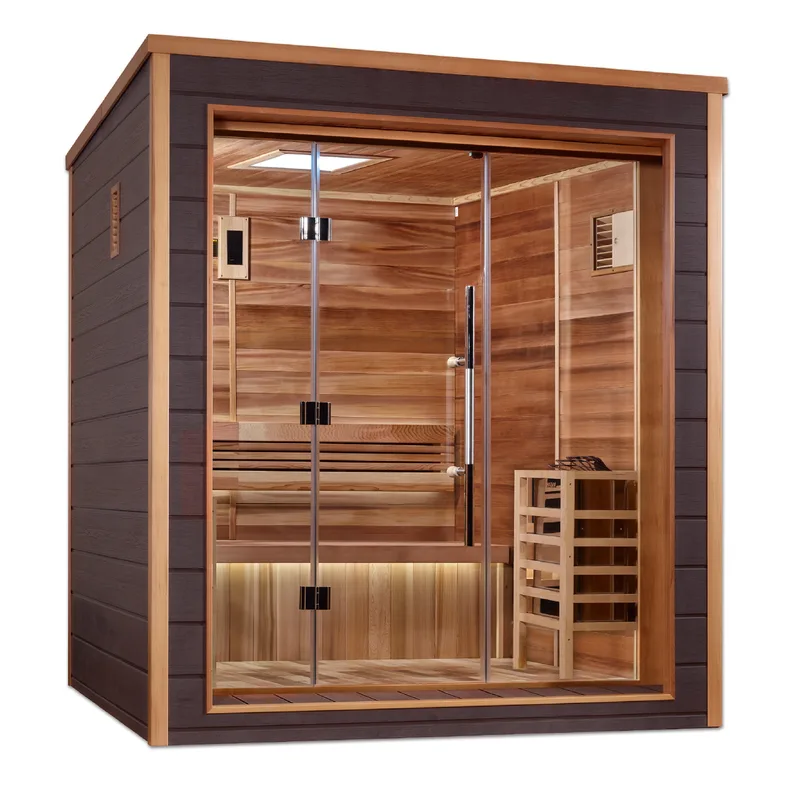 Manufacturer photo of the Golden Designs "Drammen" 3 Person Outdoor-Indoor Traditional Sauna (GDI-8203-01)