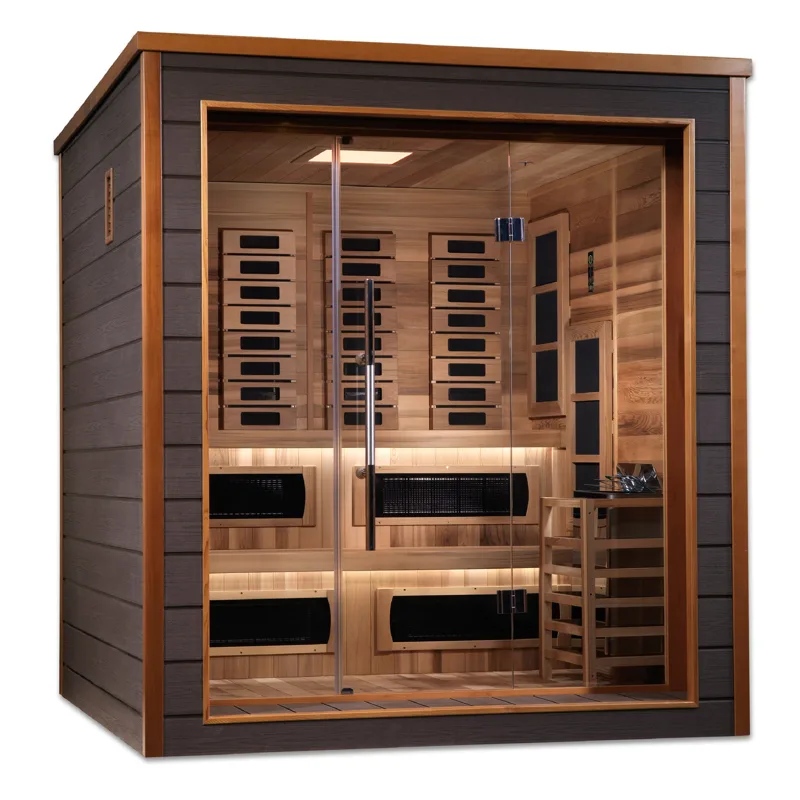 Manufacturer photo of the Golden Designs "Karlstad" 6 Person Outdoor-Indoor PureTech Hybrid Full Spectrum Sauna (GDI-8226-01)
