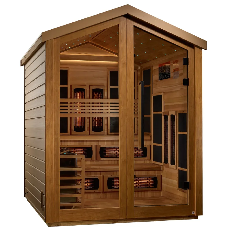 Manufacturer photo of the Golden Designs "Kaskinen" 6 Person Barn Hybrid (PureTech Full Spectrum IR or Traditional Stove) Outdoor Sauna (GDI-8526-01)