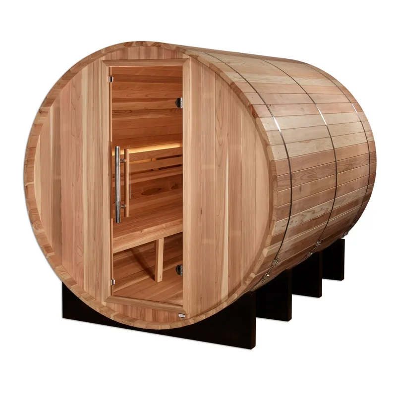 Manufacturer photo of the Golden Designs "Klosters" 6 Person Barrel Traditional Sauna (GDI-B006-01)