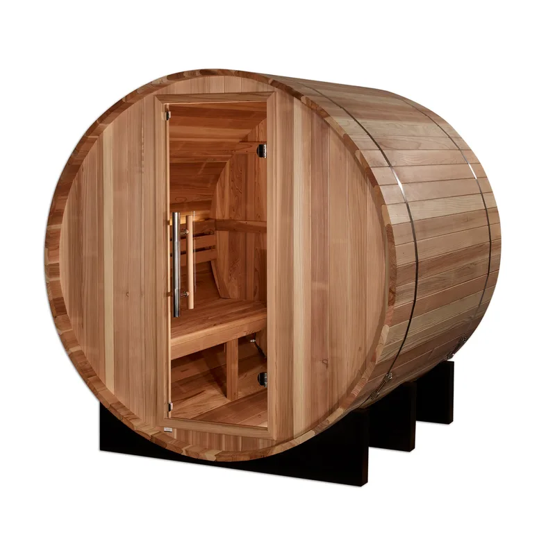 Manufacturer photo of the Golden Designs "St. Moritz" 2 Person Barrel Traditional Sauna (GDI-B002-01)