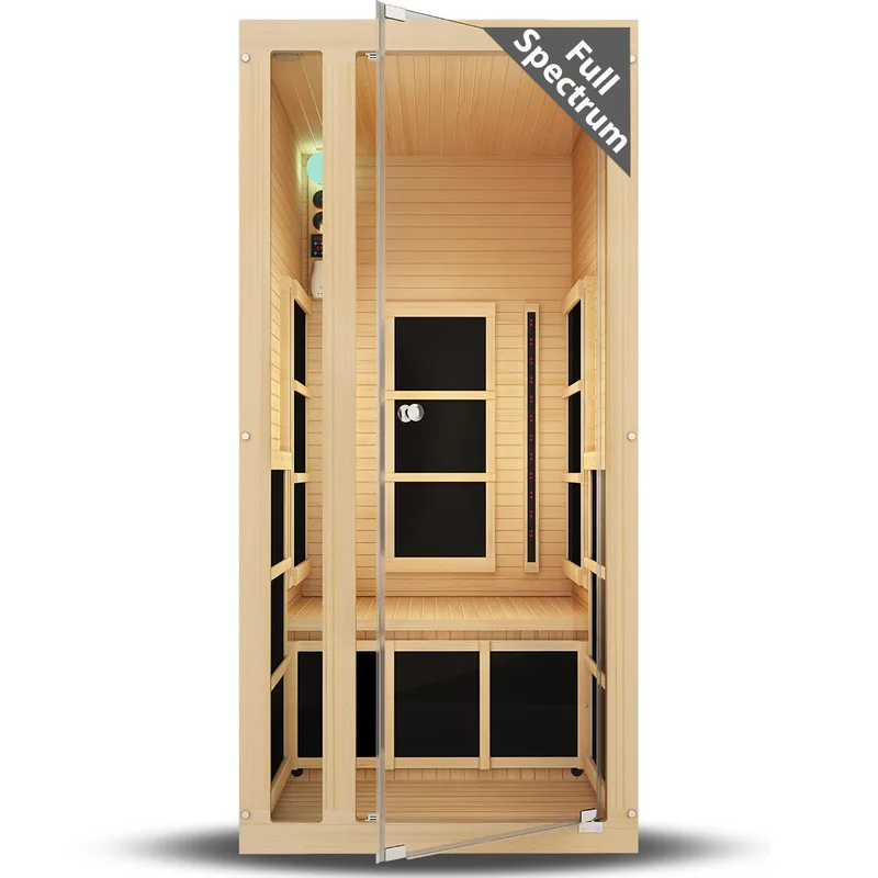 Manufacturer photo of the JNH Lifestyles Tosi 1-Person Full Spectrum Infrared Sauna - Hemlock (Ultra-Low EMF)
