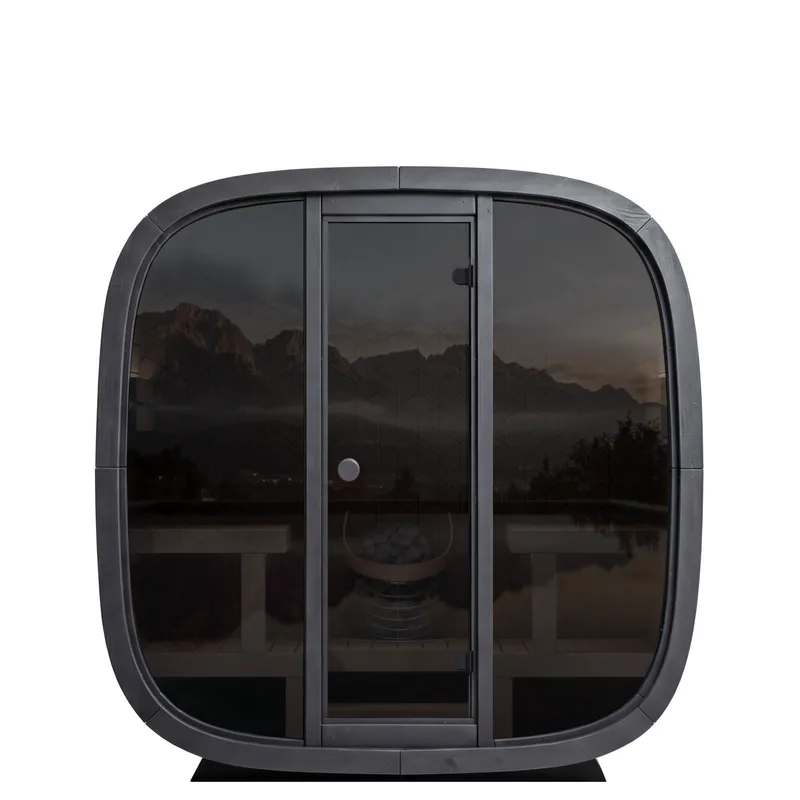 Manufacturer photo of the Leil Black Cube Premium 4-Person Outdoor Sauna