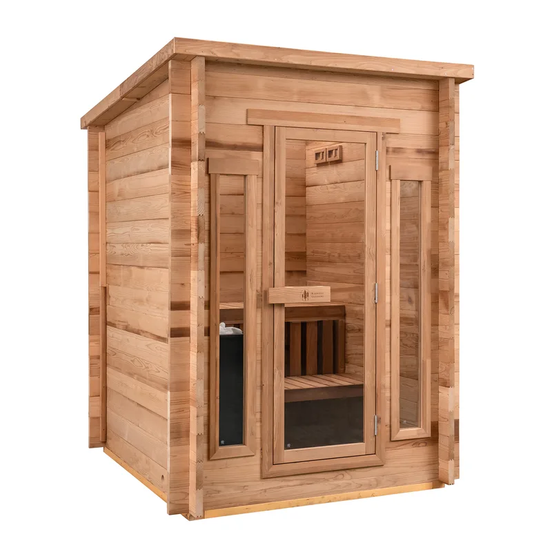 Manufacturer photo of the Redwood Outdoors Cabin Outdoor Sauna x Denali Cold Plunge