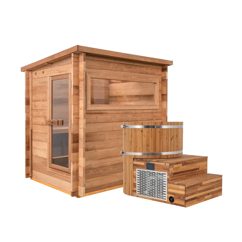 Manufacturer photo of the Redwood Outdoors Cove Outdoor Sauna x Alaskan All-In-One Cold Plunge
