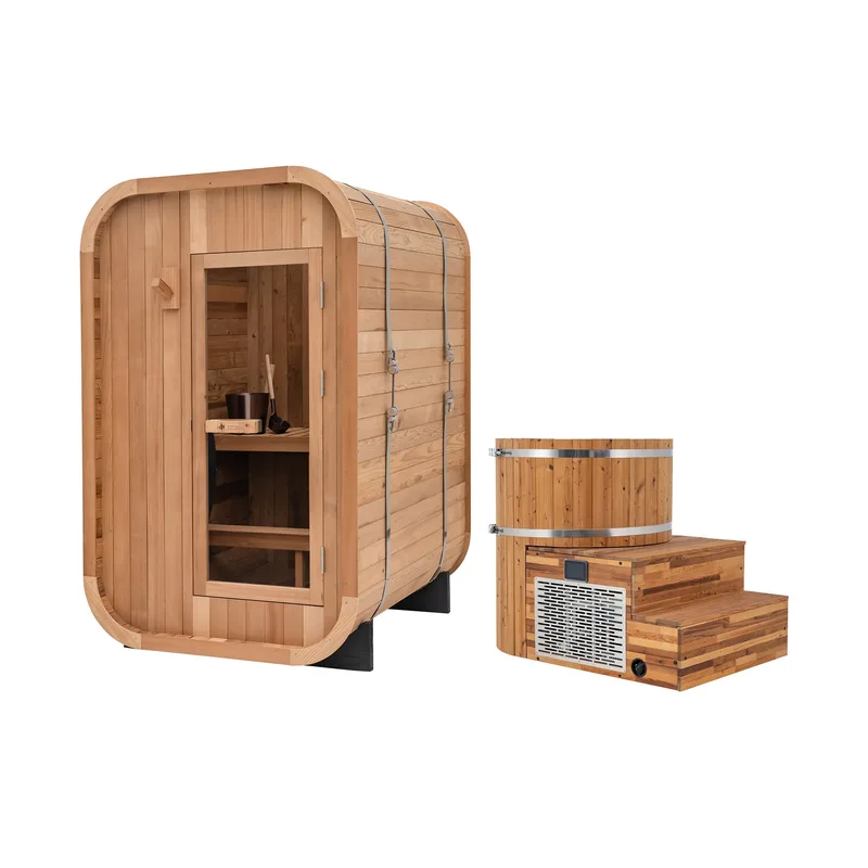 Manufacturer photo of the Redwood Outdoors Duo Outdoor Sauna x Alaskan All-In-One Cold Plunge