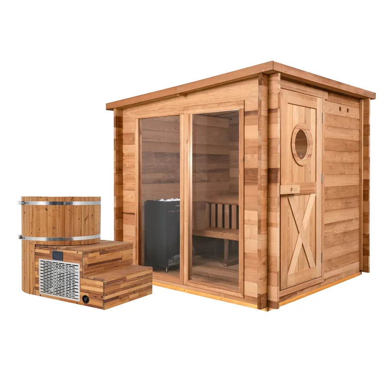Manufacturer photo of the Redwood Outdoors Garden Outdoor Sauna x Alaskan All-In-One Cold Plunge