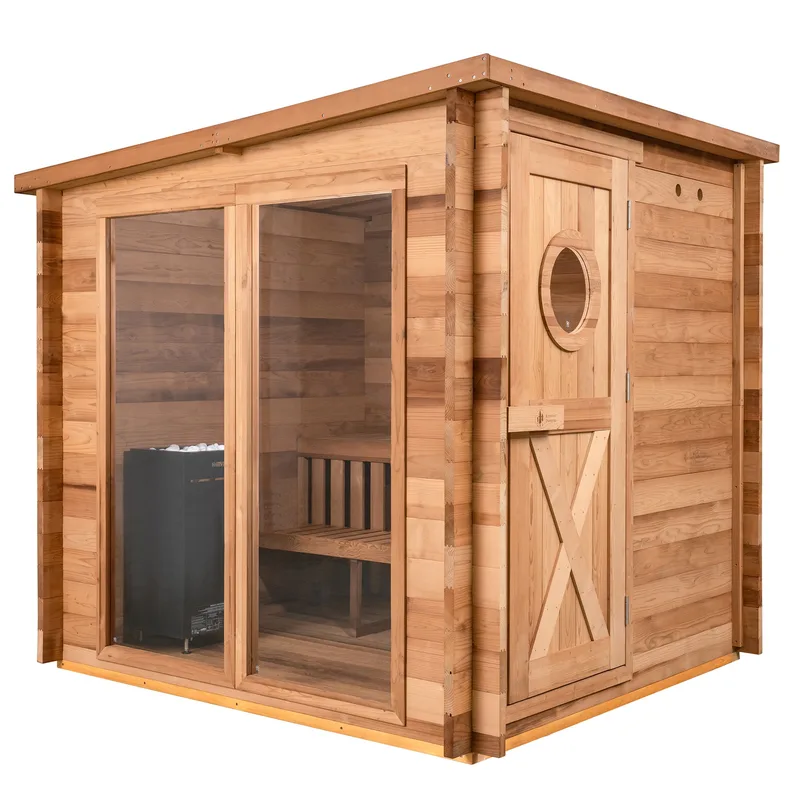 Manufacturer photo of the Redwood Outdoors Garden Outdoor Sauna x Denali Cold Plunge