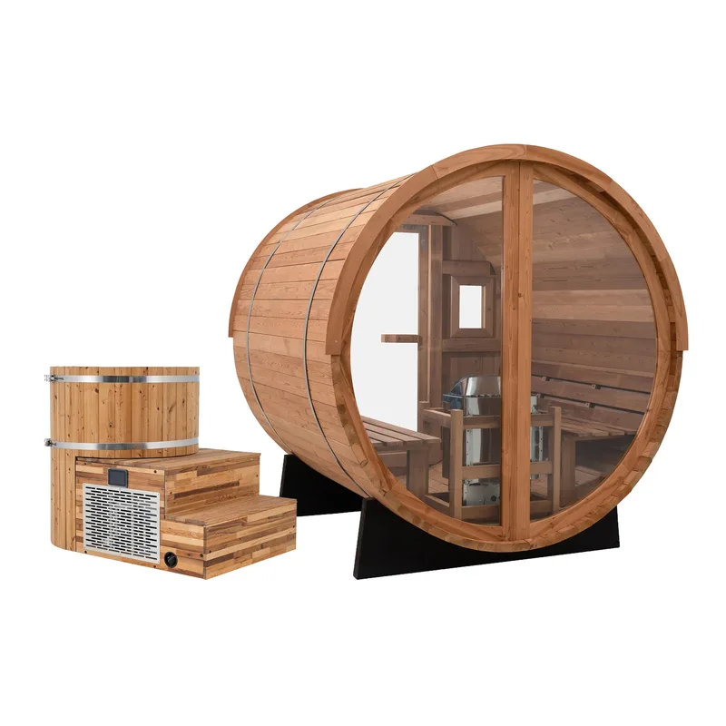 Manufacturer photo of the Redwood Outdoors Vista Outdoor Sauna x Alaskan All-In-One Cold Plunge